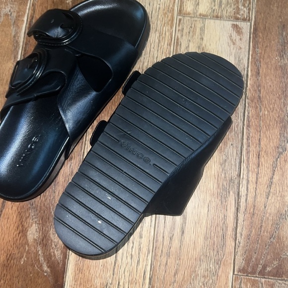 Women’s Vince Black Leather Slides - Picture 7 of 8